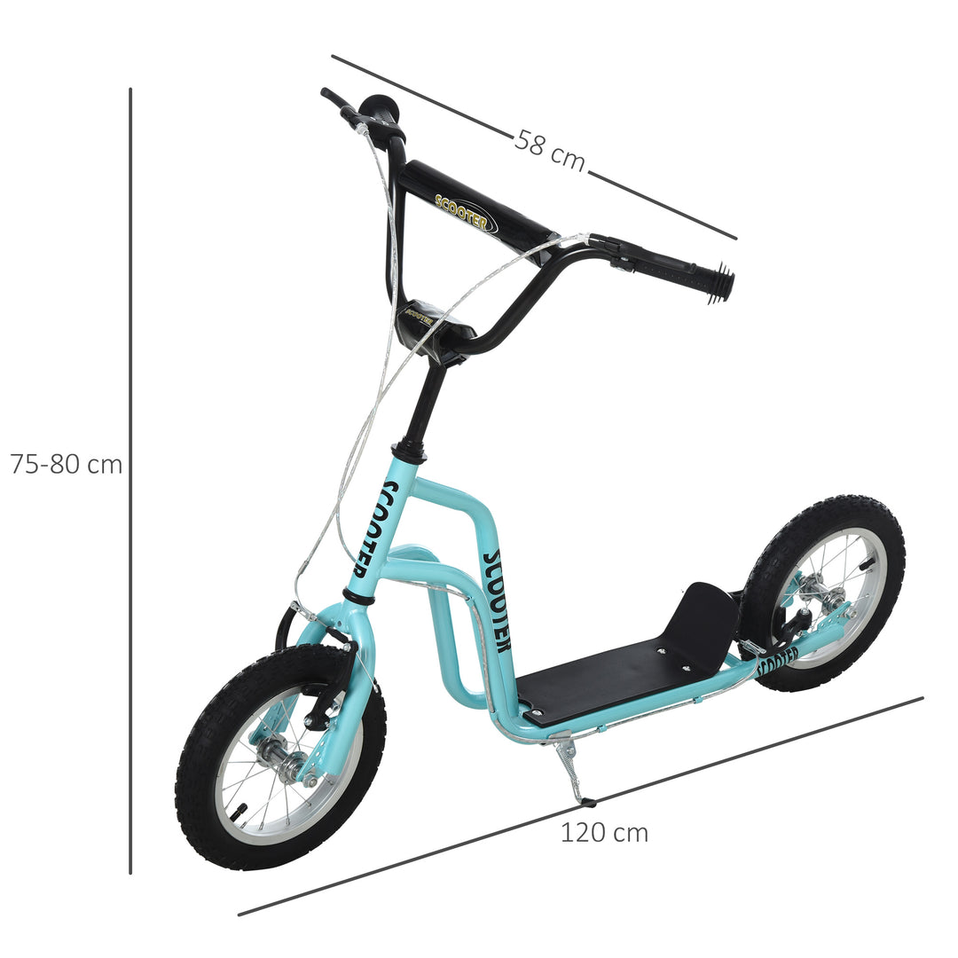 MCL Stunt Scooter, Kids Scooter, 12'' Rubber Tyre Kick Scooter with Adjustable Handlebar, Dual Brakes, Blue