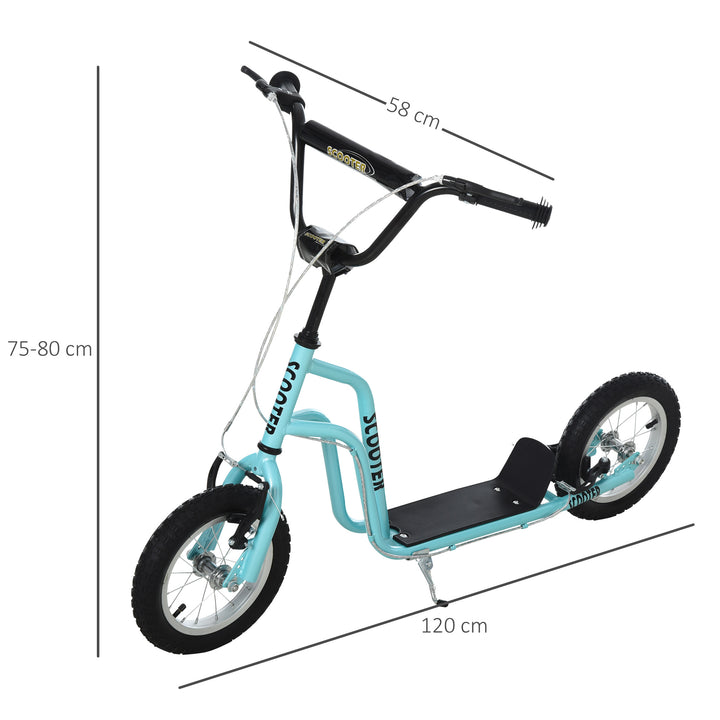 MCL Stunt Scooter, Kids Scooter, 12'' Rubber Tyre Kick Scooter with Adjustable Handlebar, Dual Brakes, Blue