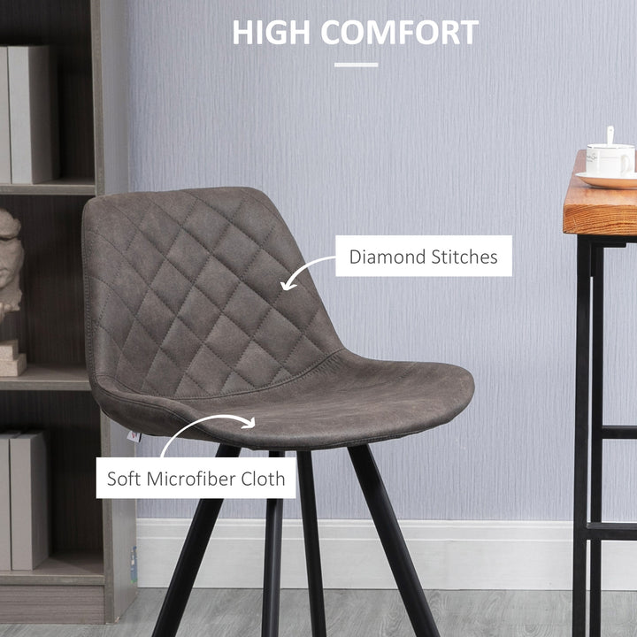 HOMCOM Set of 2 Bar Chair, Bar Stools w/ Vintage Microfiber Cloth Tub Seats Padded, Steel Frame Footrest, Home Kitchen Chair, Dark Grey | Aosom UK