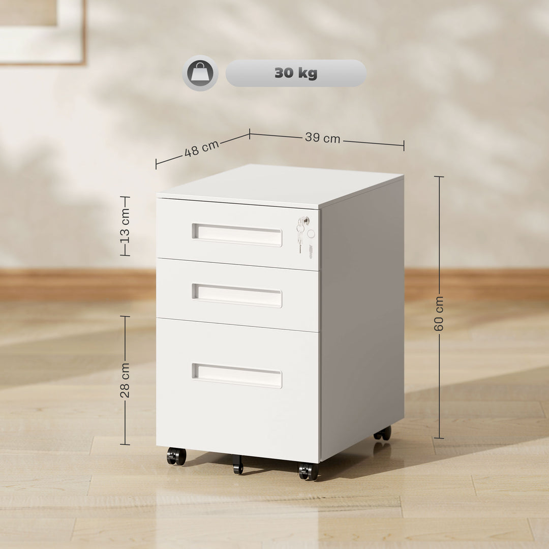 Three-Drawer Steel Filing Cabinet - White