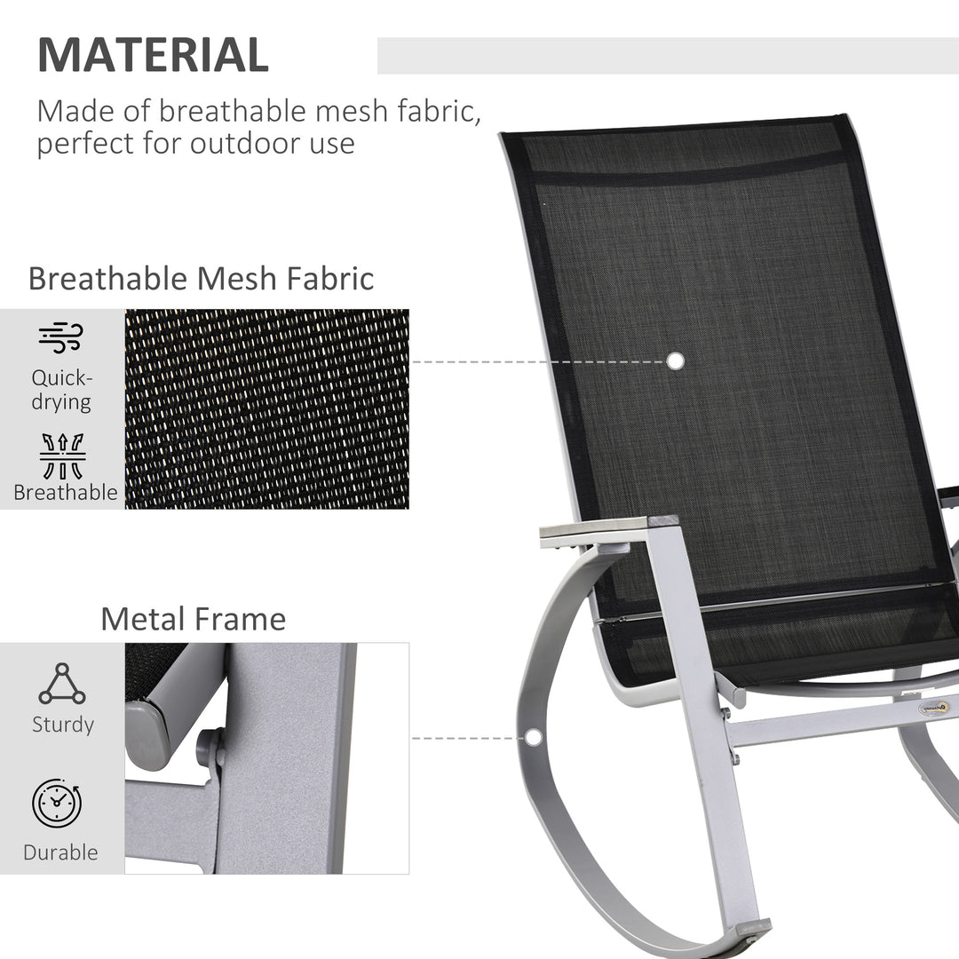 Rocking Chair Sun Lounger Garden Seat Patio High Back Texteline Black