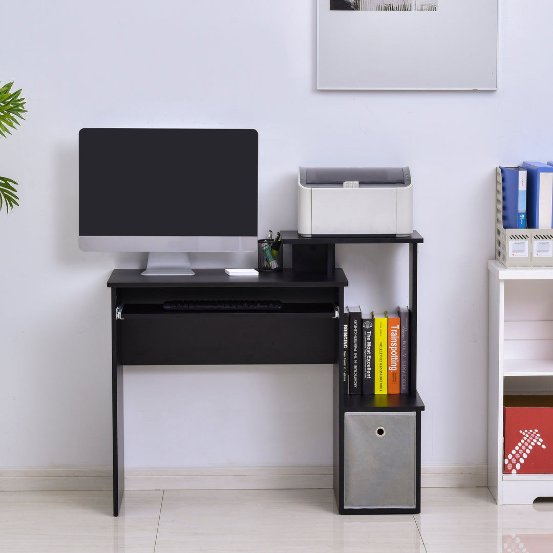 HOMCOM Wooden Computer Desk with Keyboard Tray, Drawer, Shelf, Home Office Workstation, Study Gaming Desk, Black