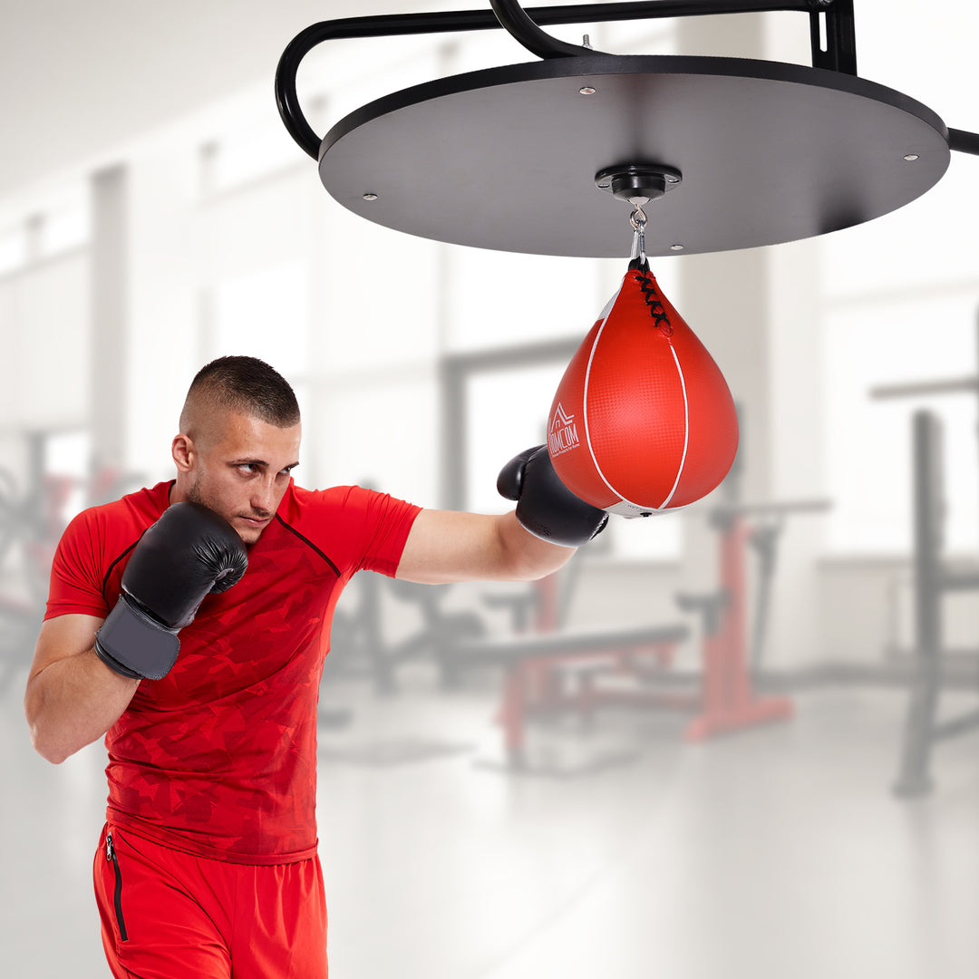 HOMCOM Boxing Speed Ball Set: Pear Bag with Platform, Wall Mount, Pump & Accessories, 60 x 73 x 80 cm | Aosom UK