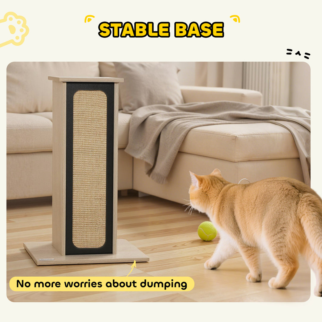 MCL 63cm Cat Scratching Post, Cat Scratcher with Replaceable Scratching Board, Top Perch, Sisal Scratch Mat, Oak