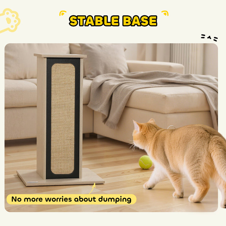 MCL 63cm Cat Scratching Post, Cat Scratcher with Replaceable Scratching Board, Top Perch, Sisal Scratch Mat, Oak