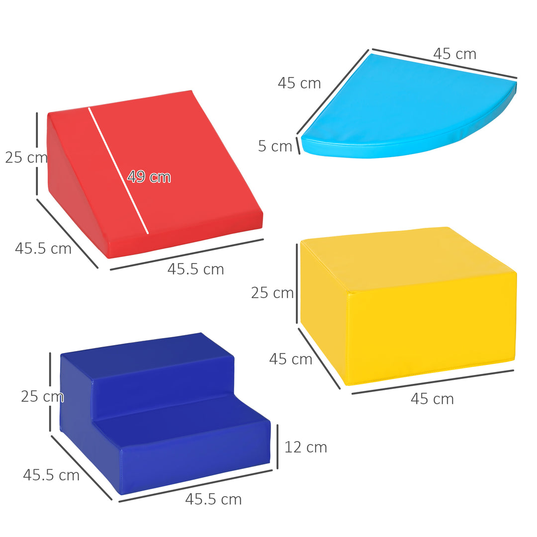 HOMCOM Colourful Foam Climb & Crawl Set: 4-Piece Educational Activity Toys for Tots & Preschoolers | Aosom UK