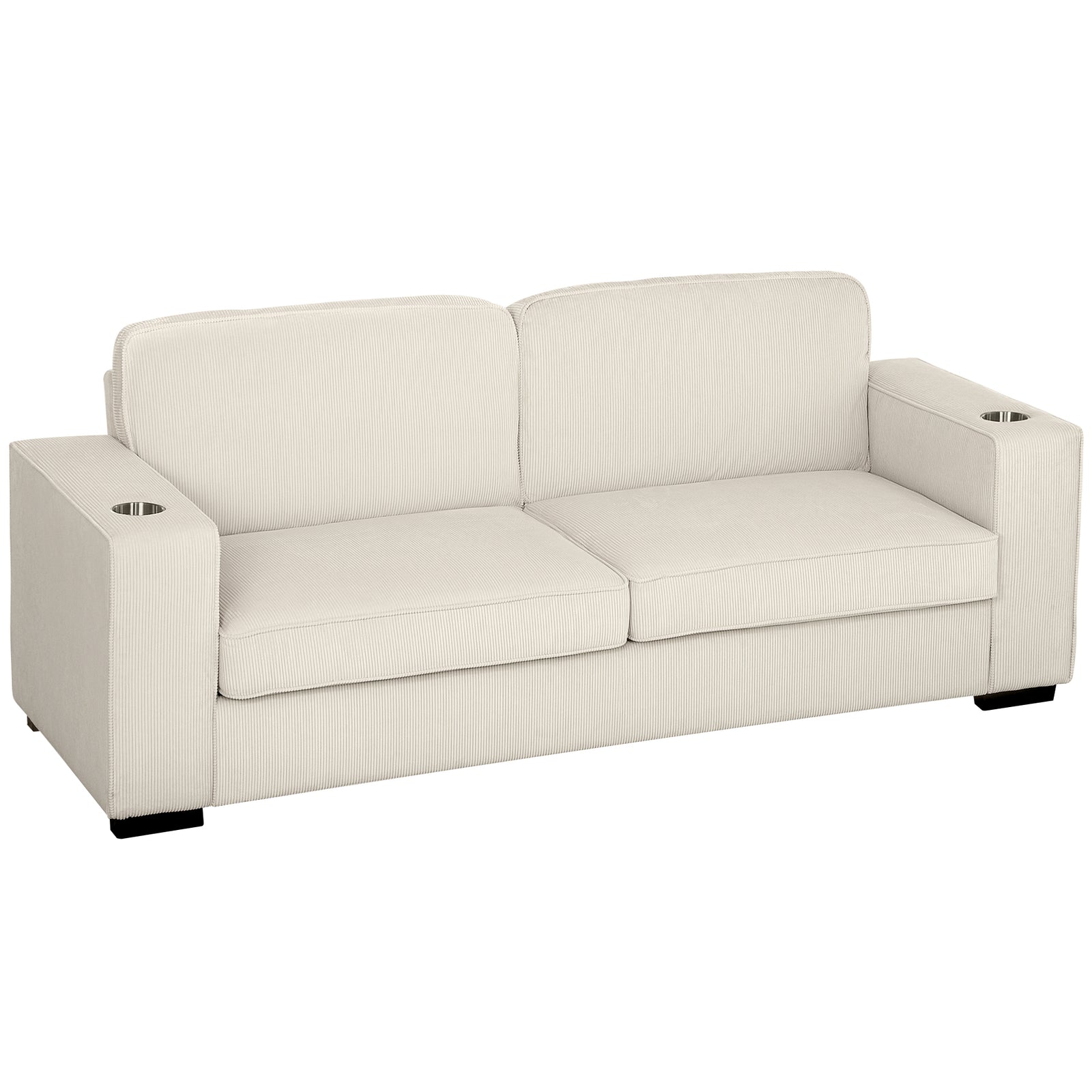 Three-Seater Corduroy Sofa - Cream White