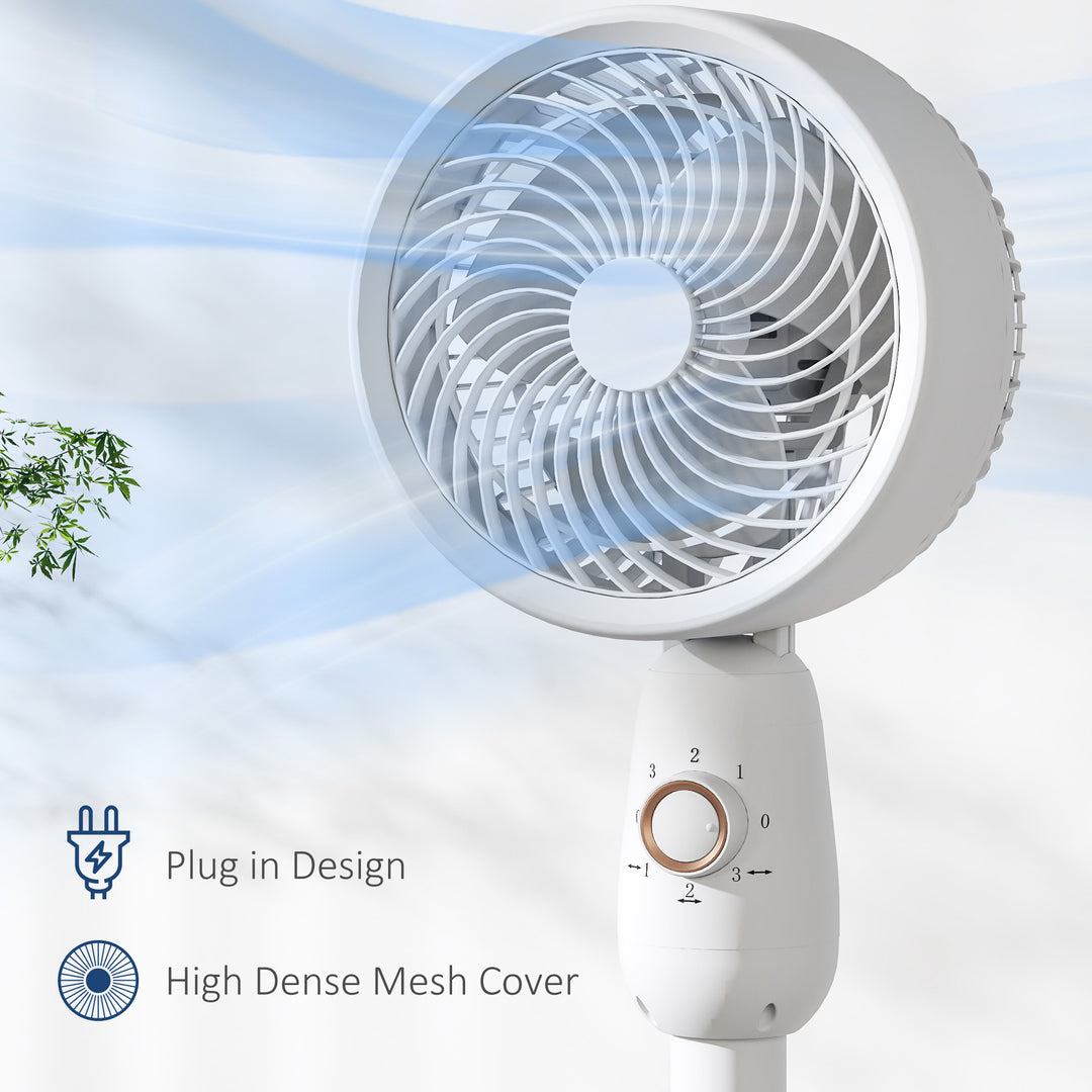 Pedestal Fan, Powerful Air Circulator, 12 Inch Floor Standing Fan with 3 Speed Settings, Oscillating Function for Bedroom, Home and Office, White