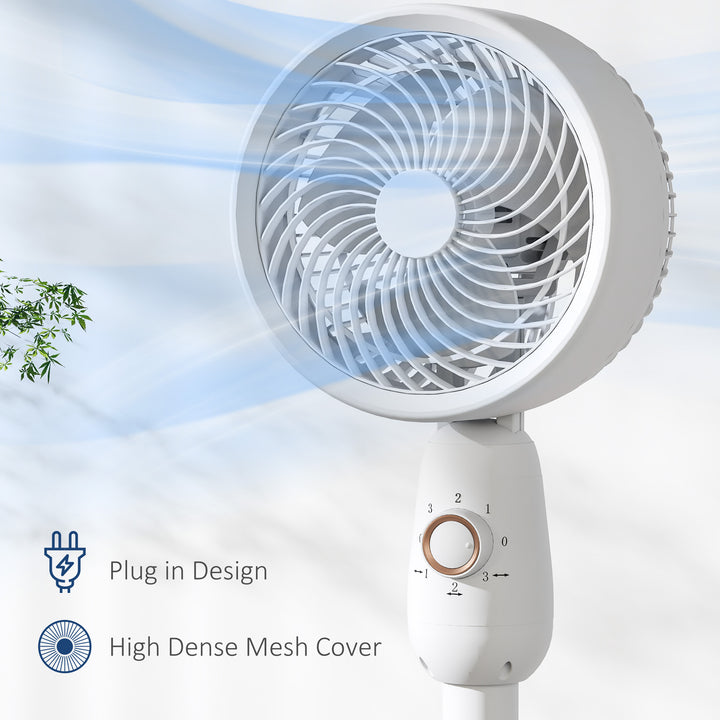 Pedestal Fan, Powerful Air Circulator, 12 Inch Floor Standing Fan with 3 Speed Settings, Oscillating Function for Bedroom, Home and Office, White