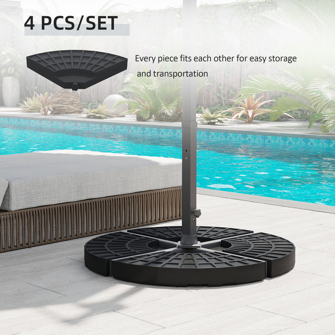 MCL 4 PCs 70KG Portable Round Parasol Base Umbrella Cross Stand Weights Holder Sand or Water Filled Outdoor Garden Patio