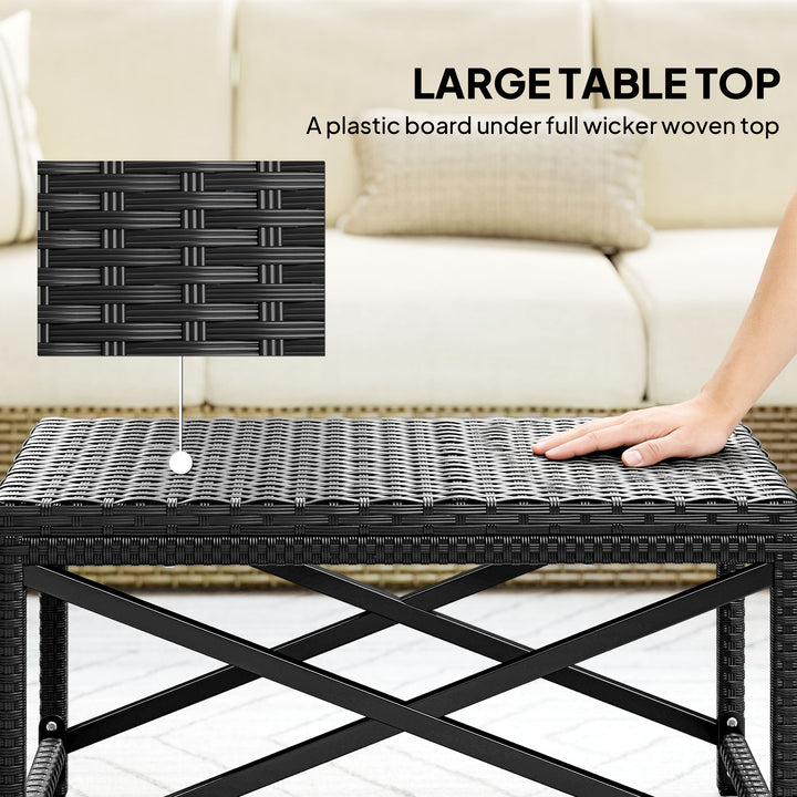 Outdoor Coffee Table Side Table with X-Shape Frame for Patio, Balcony,