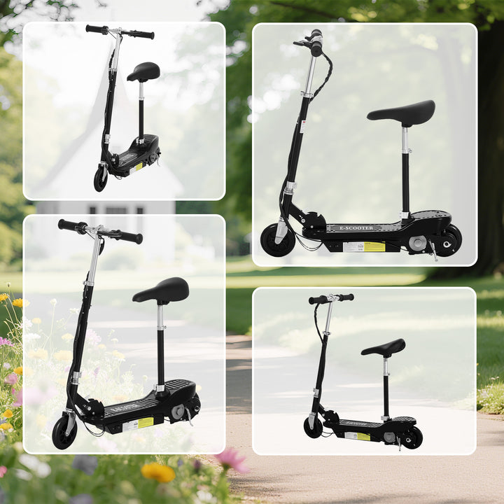 MCL Powered E-Scooter Ride-On, with Brakes, Adjustable Seat, Adjustable Handlebars, Black