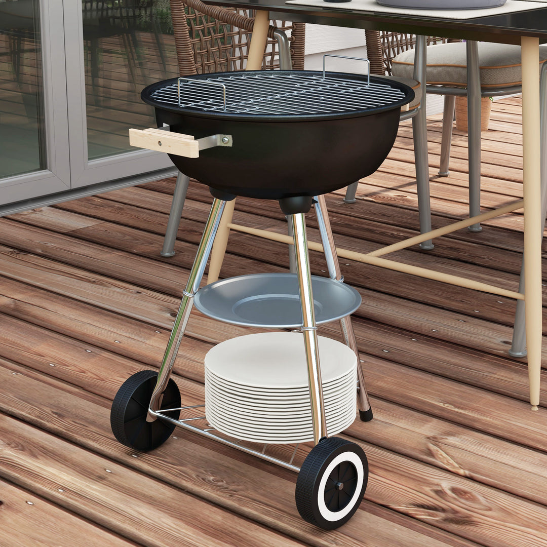 Portable Round Kettle Charcoal Grill BBQ Smoker with Lid Outdoor Heat Control Party Patio Barbecue Garden