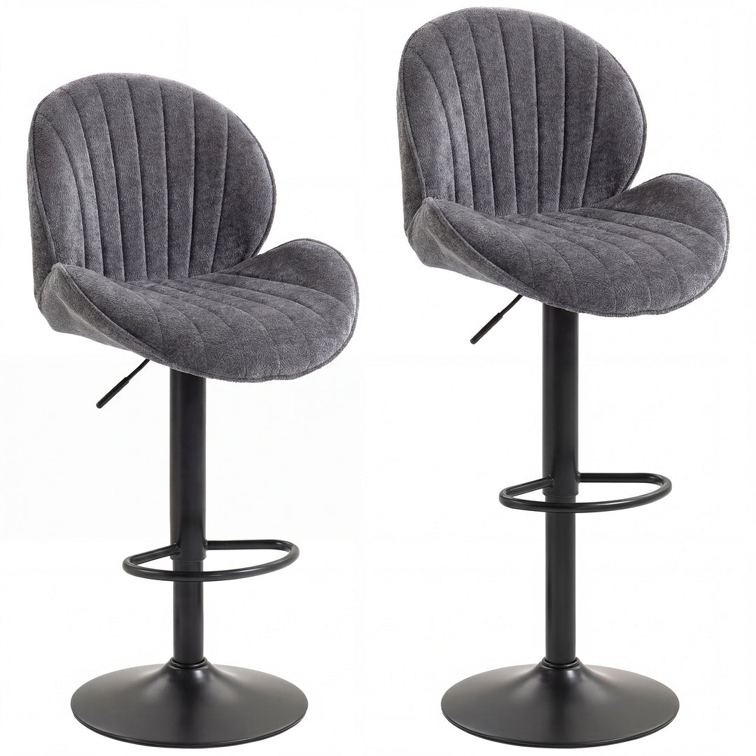 Bar Stools Set of 2, Swivel Barstools with Back, Adjustable Height and