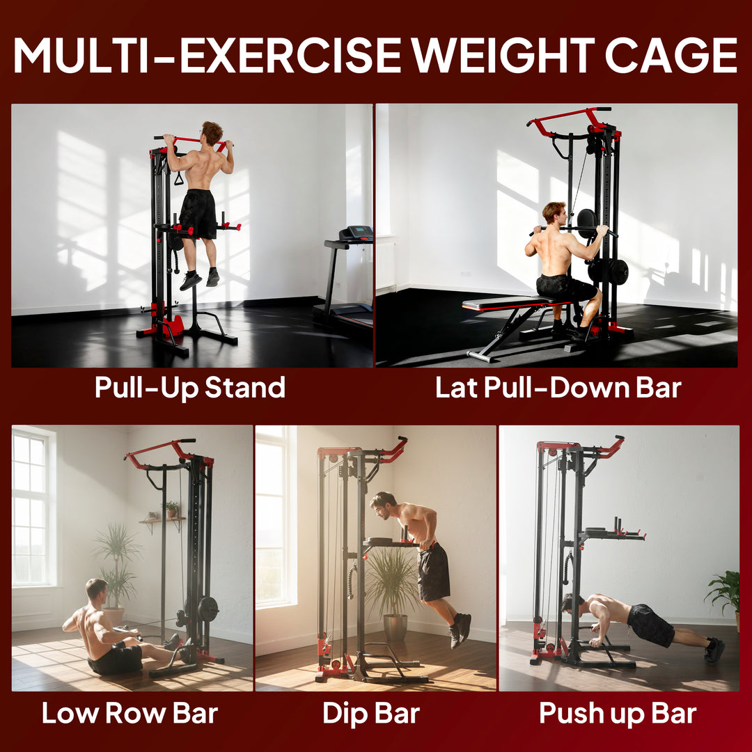 Power Tower with Lat Pull Down Machine, Pull Up Bar, Dip Station, Adju