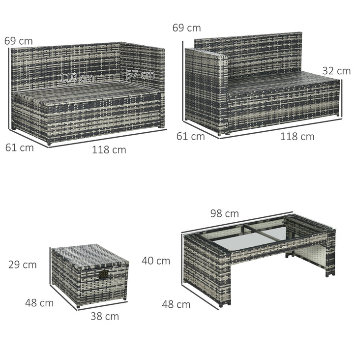 Outsunny 6 Piece Rattan Garden Furniture Set, 8