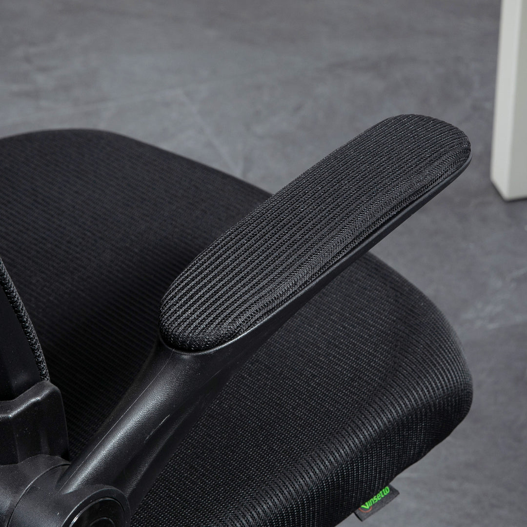 Mesh Back Office Chair, with Flip-Up Arms - Black