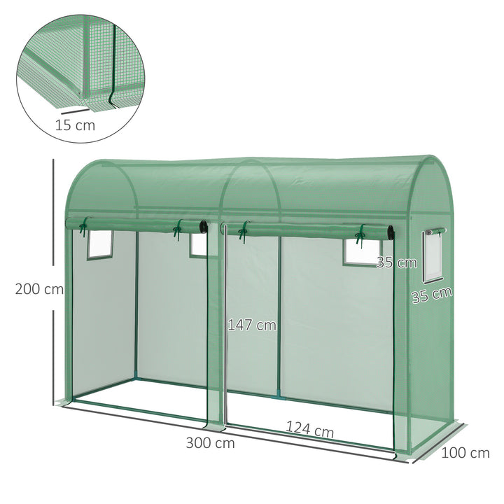 MCL Walk-in Greenhouse, Tomato Greenhouse with Double Doors & 4 Windows, Garden Plant Growth Green House with PE Cover, Steel Frame, Green, 3 x 1 x 2 m
