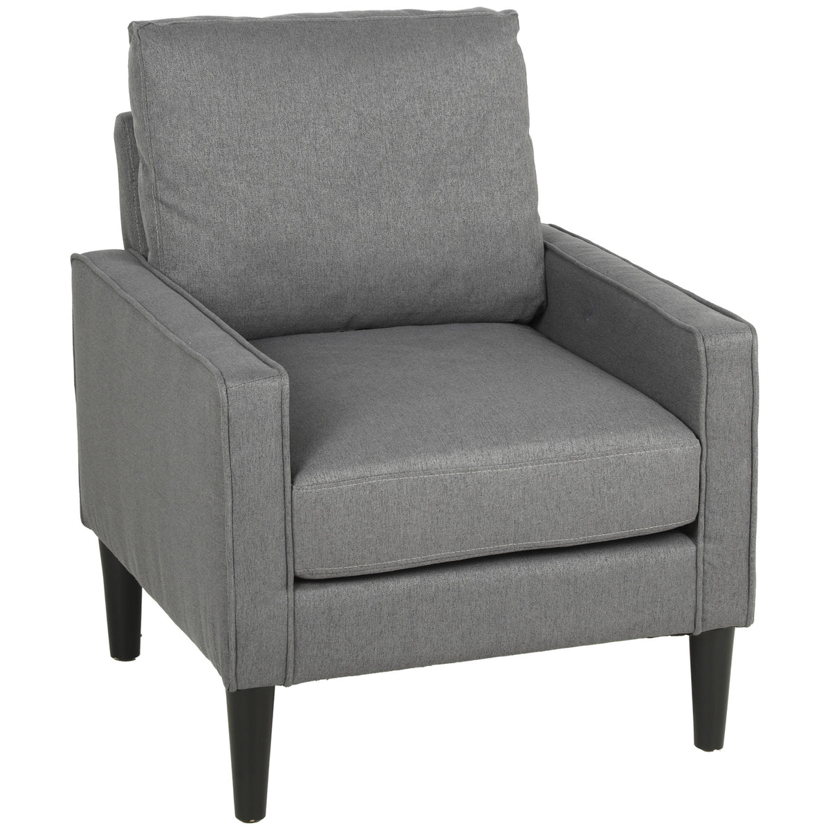 Accent Chair, Removable Pillow Linen Armchair with Comfy Spring - Dark Grey