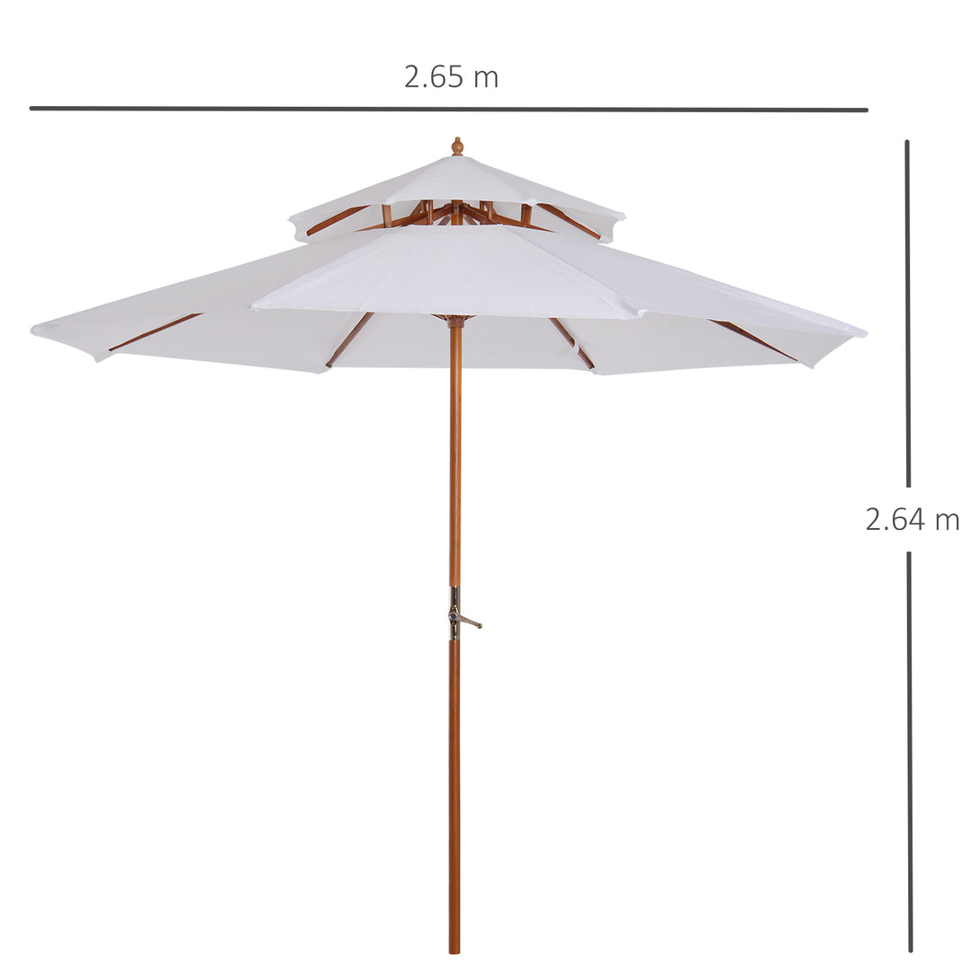 2.7m Elegant Wooden Frame Parasol Umbrella - White