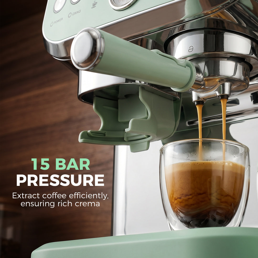 15 Bar Coffee Machine, with Adjustable Grind, Steamer and Accessories 