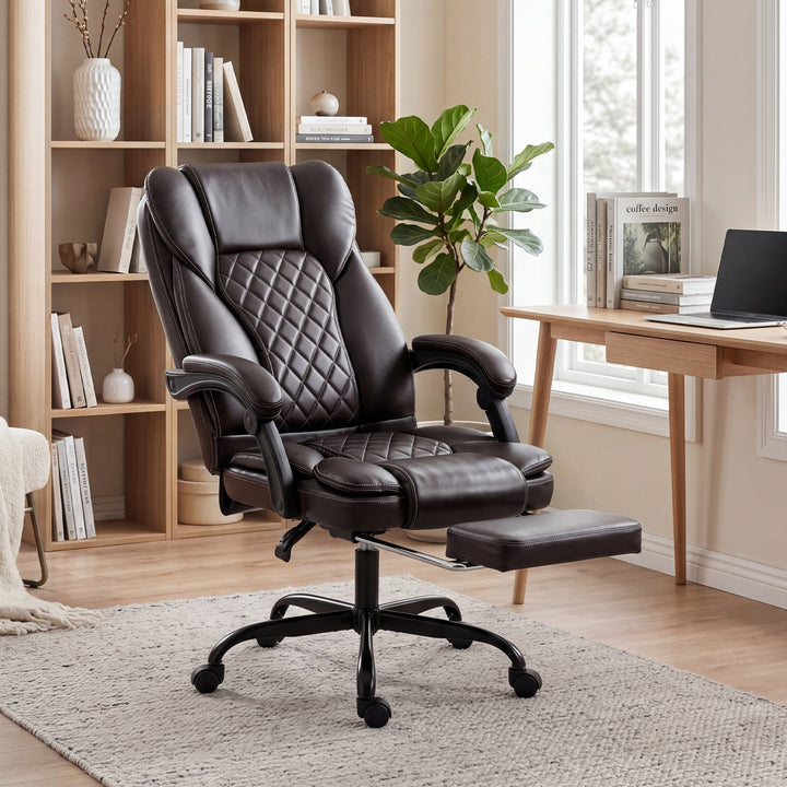 Executive Home Office Chair Reclining Function Footrest Computer Desk 