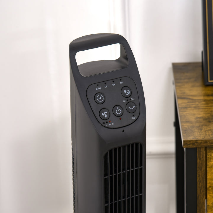 HOMCOM Oscillating Tower Fan: Remote, Timer, 3 Speeds, Quiet Cooling for Home & Office, Black | Aosom UK