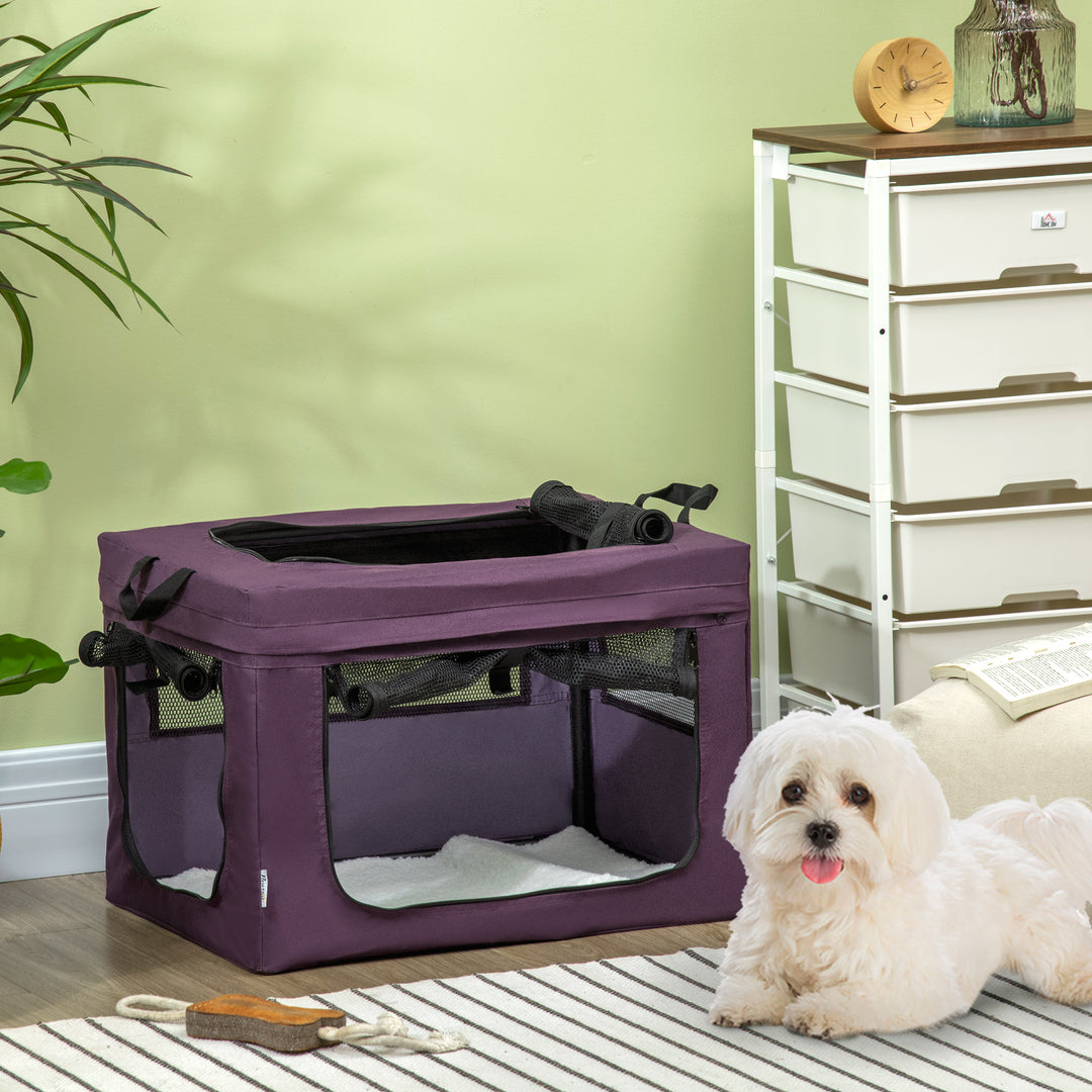 PawHut Portable Pet Carrier, Foldable Travel Bag for Small Dogs and Cats, Lightweight and Breathable, Purple | Aosom UK