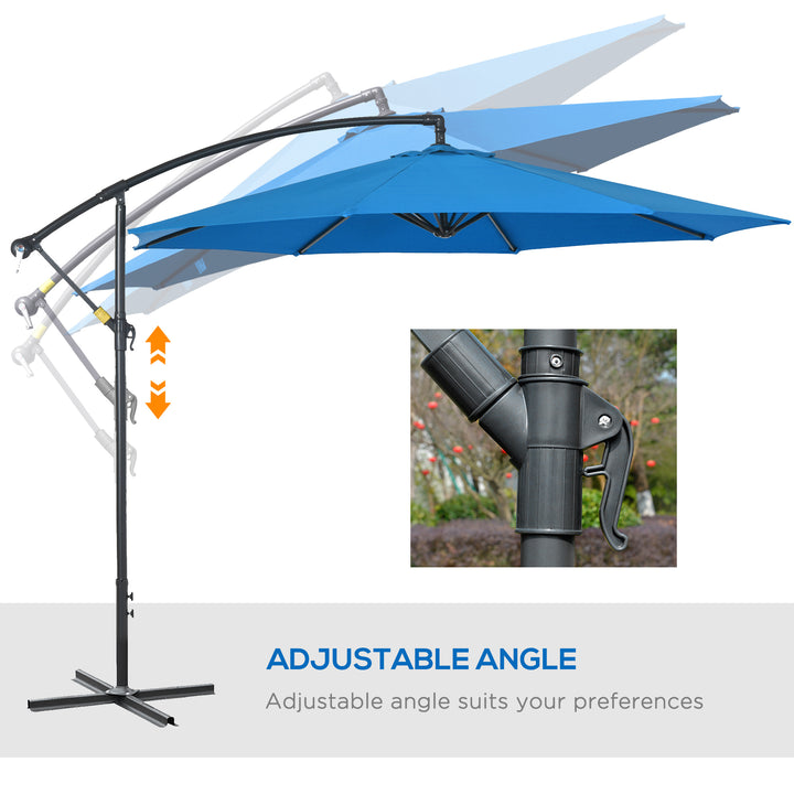 3(m) Offset Cantilever Parasol, with Cross Base - Blue