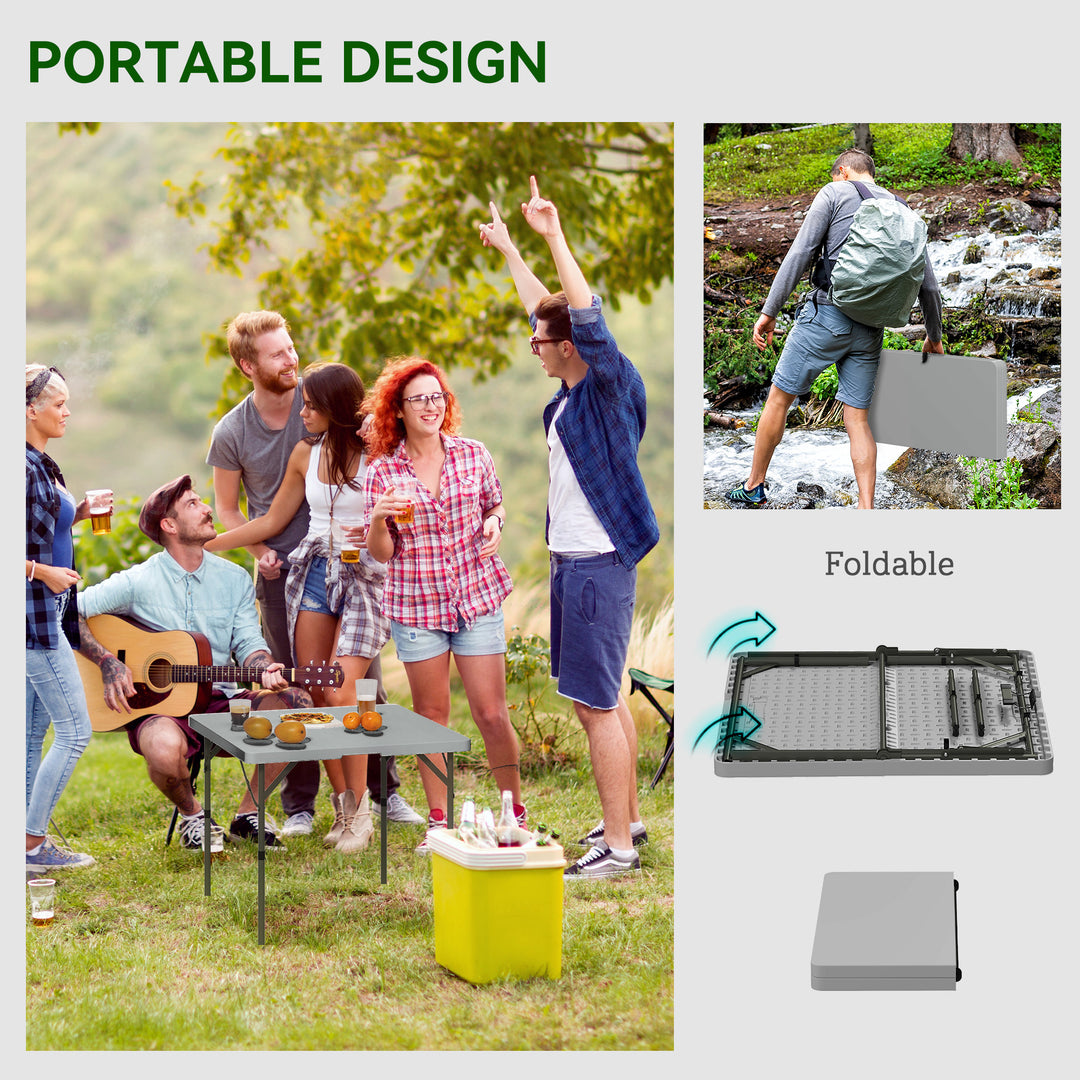 34/74cm Folding Camping Table, with Handle - Grey