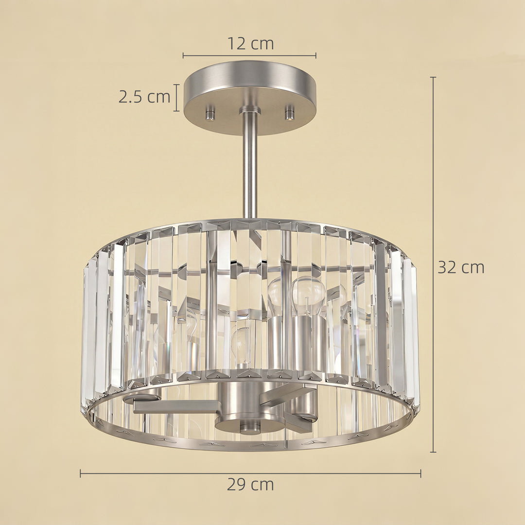 Semi Flush Mount Modern Crystal Chandelier Ceiling Light, Crystal Ceil