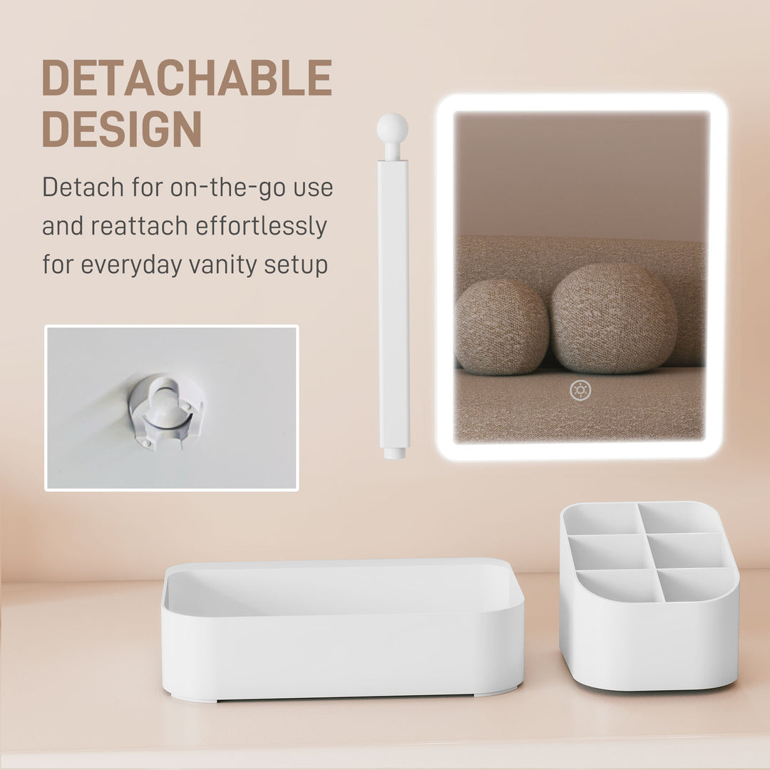 Makeup Mirror with Lights, Rechargeable Vanity Mirror w/ Touch Screen, 2 Lighting Modes and 180° Rotation