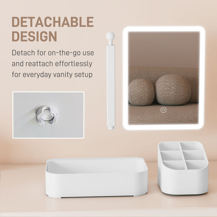Makeup Mirror with Lights, Rechargeable Vanity Mirror w/ Touch Screen, 2 Lighting Modes and 180° Rotation