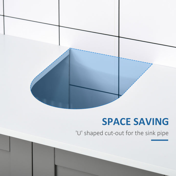 kleankin Bathroom Under Sink Cabinet, Pedestal Storage Unit with Adjustable Shelf, Grey and White