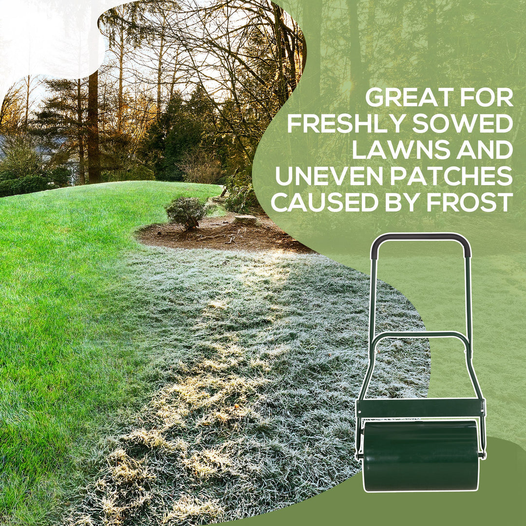 MCL 40L Garden Lawn Roller, Water Sand Filled Outdoor Grass Roller, 32cm Heavy Duty Metal Lawn Push Rolling Tool for Grass Seeding, Soil Levelling, Green