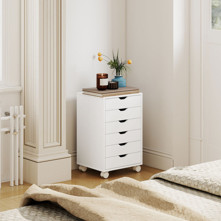 6 Drawer Vertical File Cabinet, Mobile Filing Cabinet with Quiet Drawe