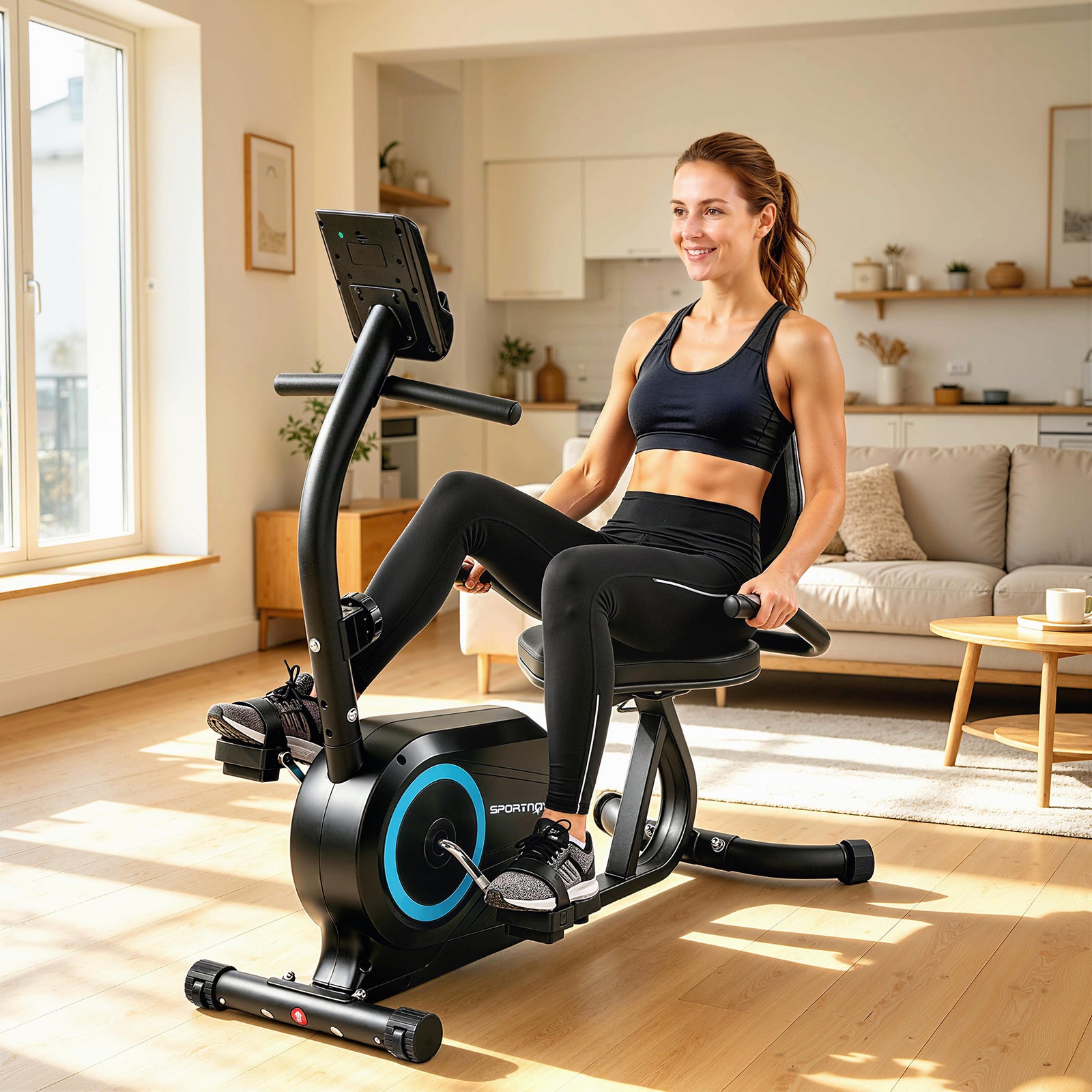 Recumbent Exercise Bike for Home, Stationary Bike with Bluetooth, App 