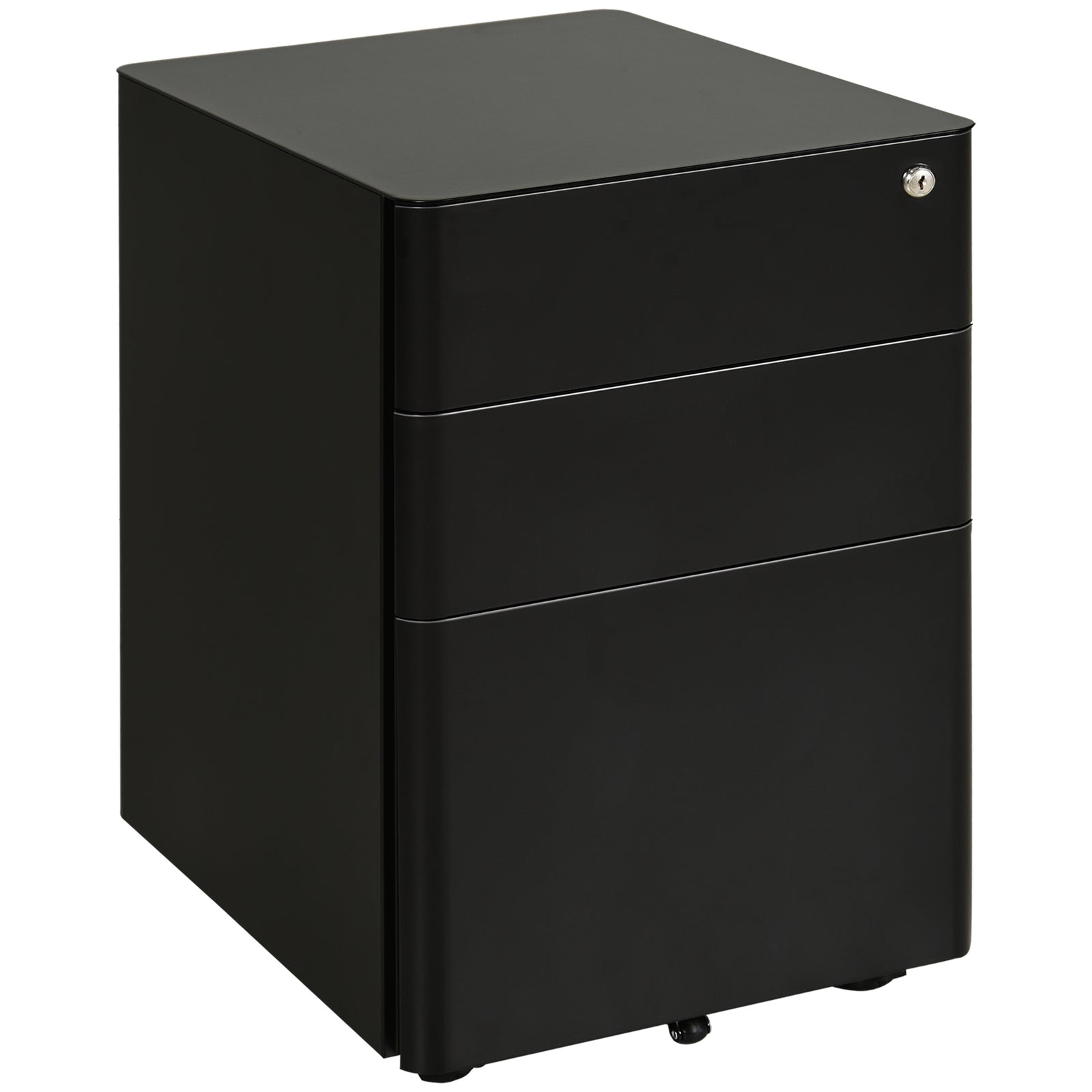 Lockable Cabinet, Rolling Filing Cabinet with 3 Drawers, Steel Office Drawer Unit for A4, Letter, Legal Sized Files