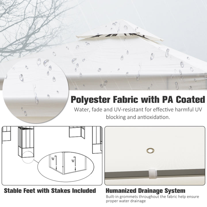 MCL 3 x 3m Outdoor Steel Gazebo with 2 Tier Roof, Garden Gazebo Patio Canopy Marquee Shelter with Decorative Steel Frame - Cream