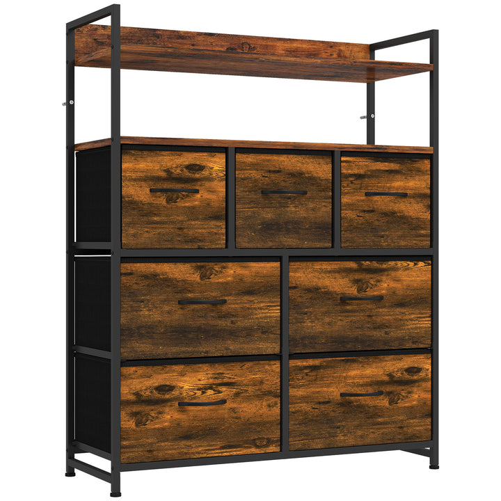 Chest of Drawers, Bedroom Fabric Dresser with 7 Drawers, Storage - Rustic Brown