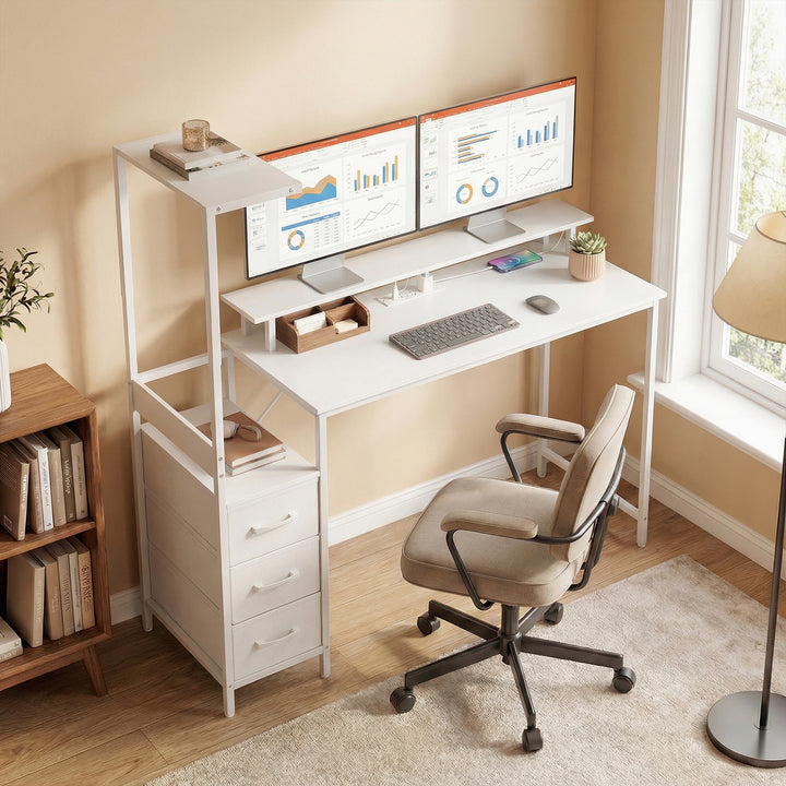 147cm Gaming Desk with Charging Station and Monitor Stand, Computer Ta