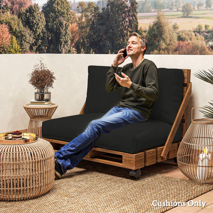 Two Piece Seat Pallet and Back Cushions - Black