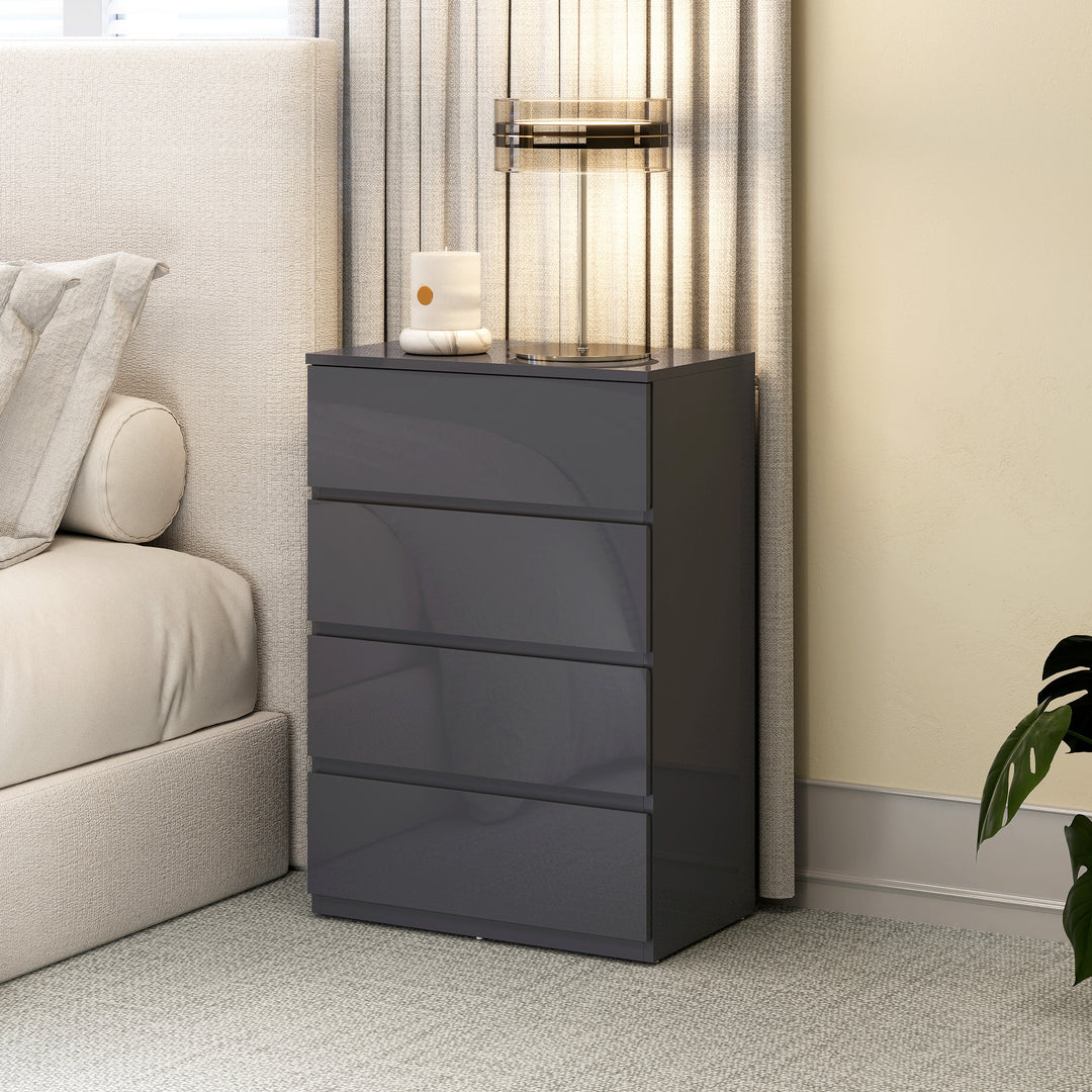 High Gloss Chest of Drawers, 4-Drawer Storage Cabinets, Modern Dresser