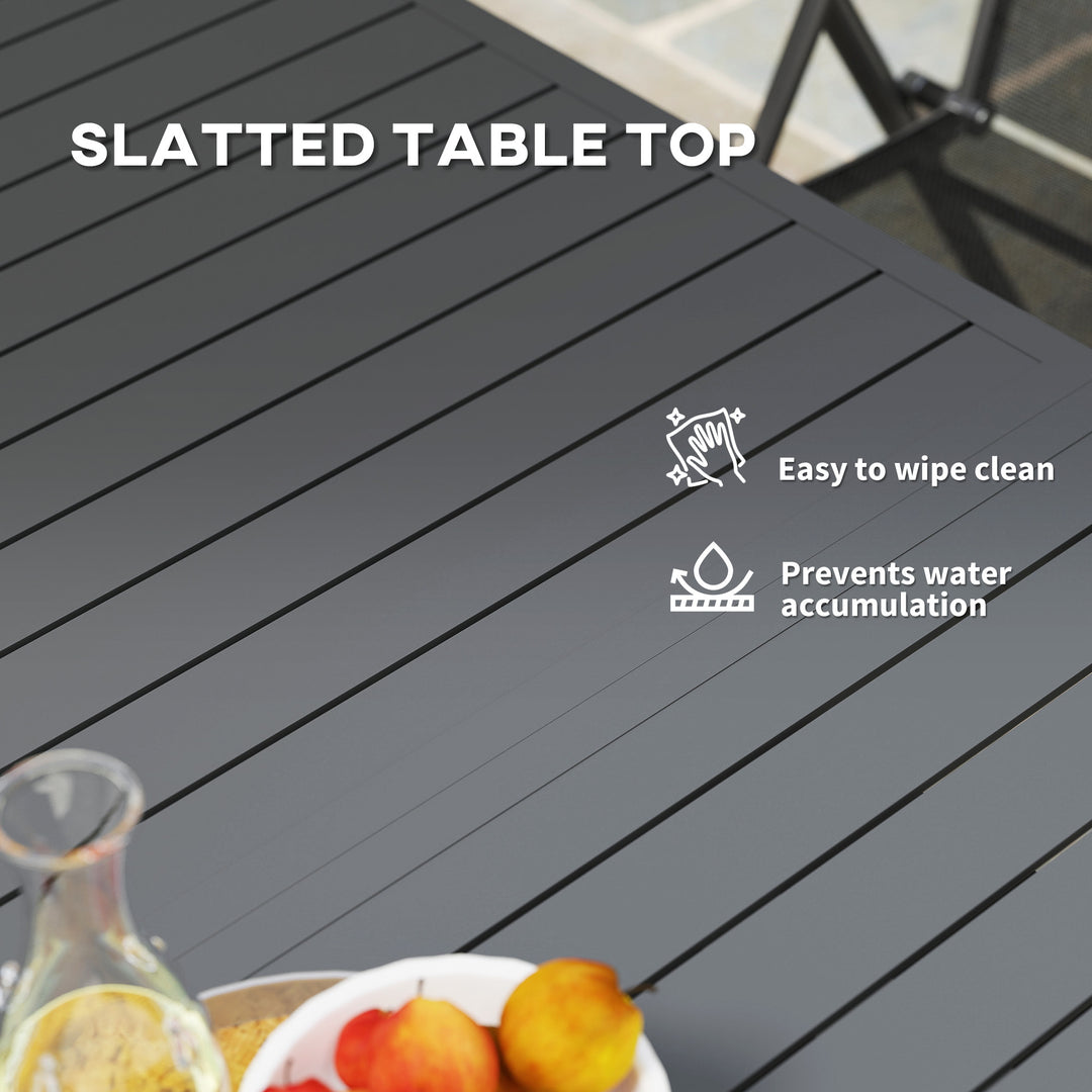 Aluminium Extending Garden Table with Slatted Top for 6-8 Person, 160/220 x 90 x 73 cm, Grey