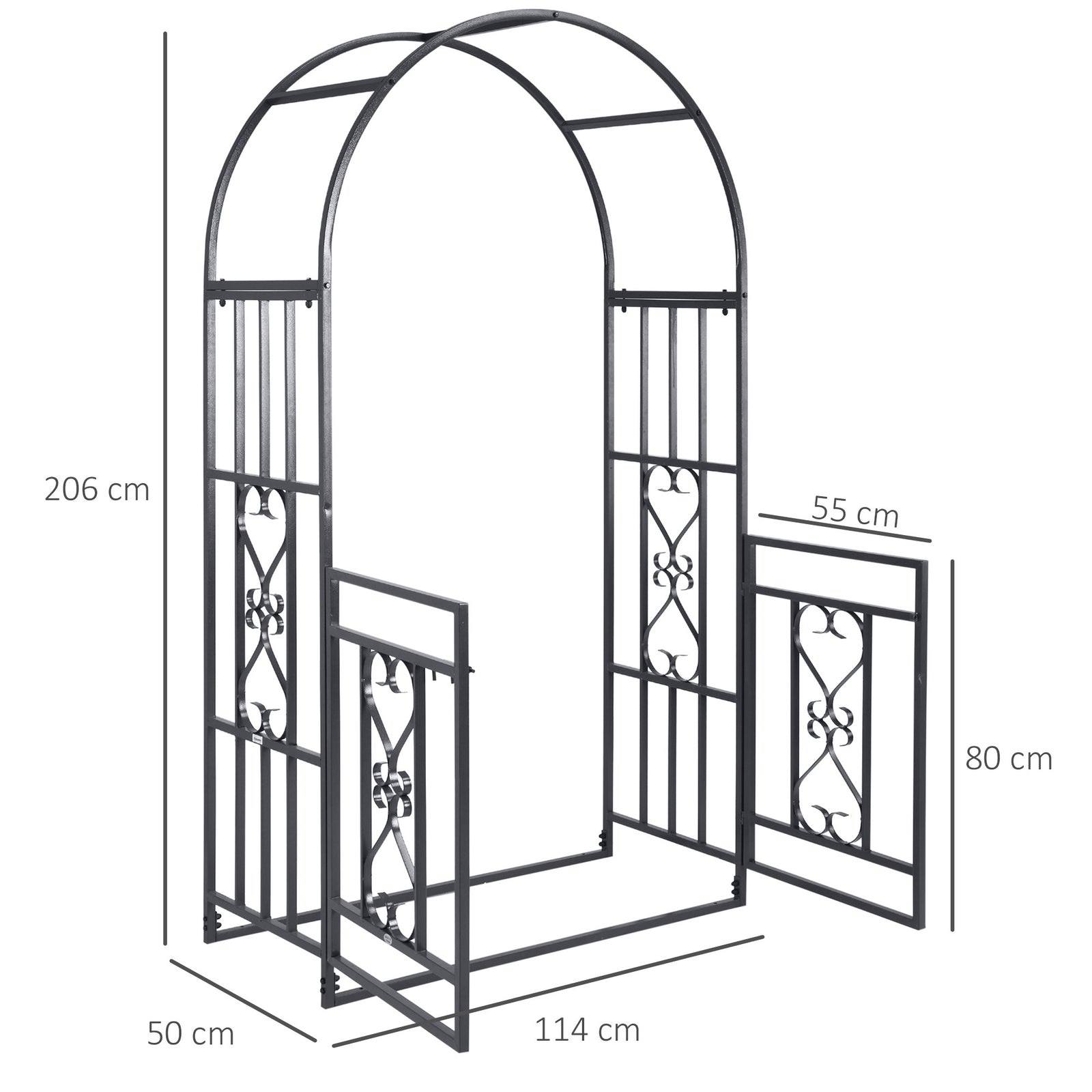 Outdoor Garden Arch with Double Gates, Metal Garden Arbor for Climbing