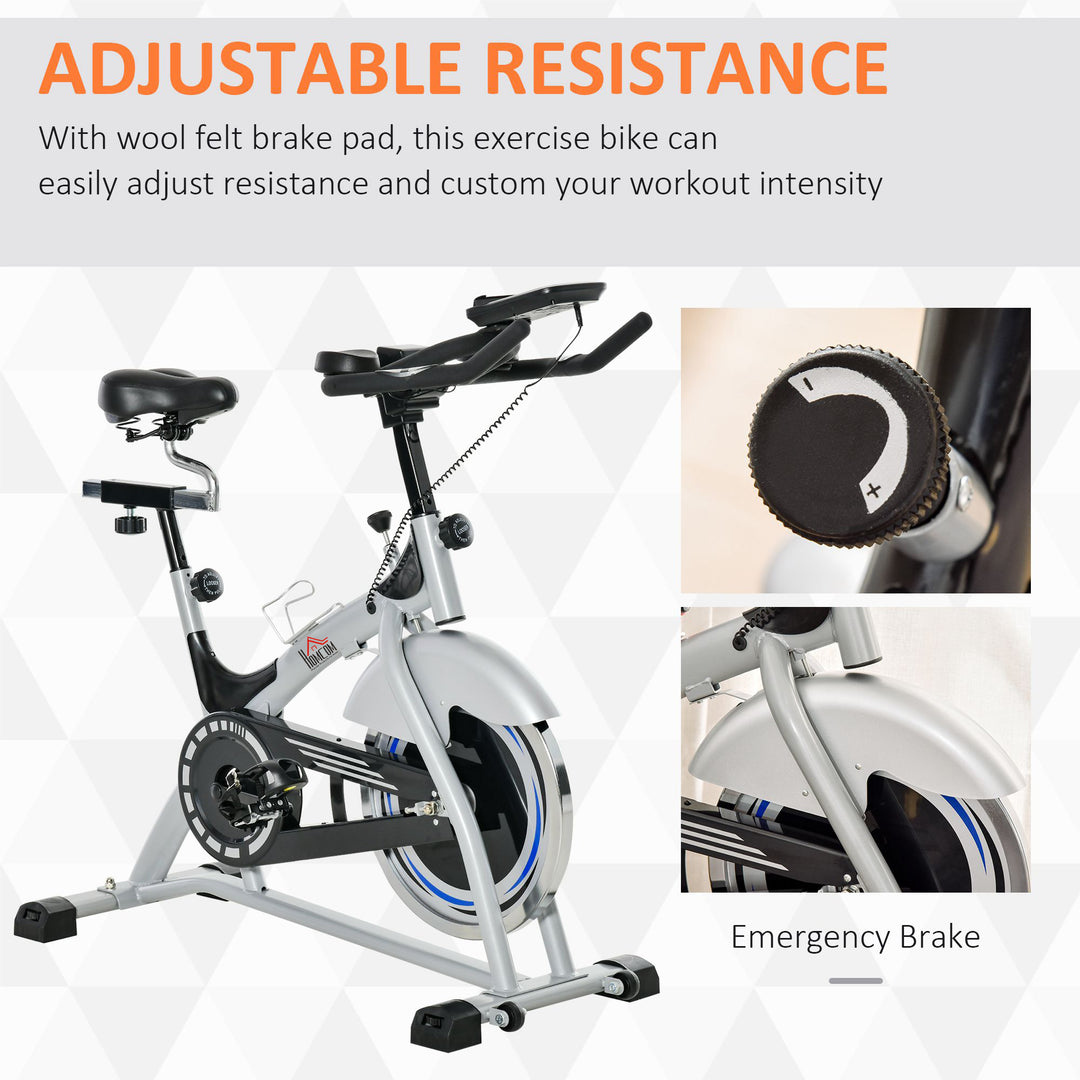 HOMCOM Indoor Cycling Exercise Bike Quiet Drive Fitness Stationary, 15KG Flywheel Cardio Workout Bicycle, Adjustable Seat, LCD Monitor | Aosom UK