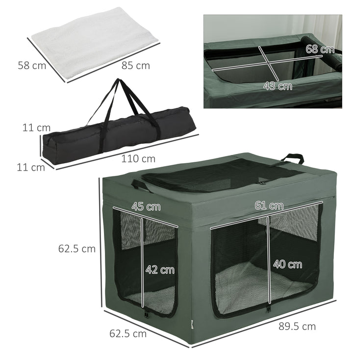 90cm Pet Carrier Bag, with Cushion for Medium, Large Dogs - Grey