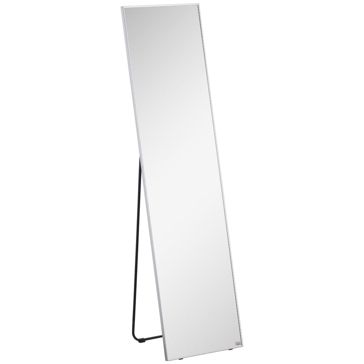 Full Length Mirror Wall-Mounted, 160 x 40 cm Freestanding Rectangle Dressing Mirror for Bedroom, Living Room, Silver Frame