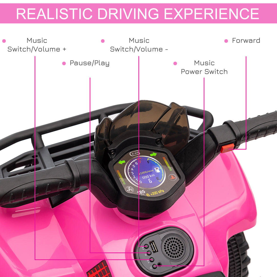 6V Kids Electric Ride on Car Toddlers Quad Bike All Terrain Vehicle Toy With Music for 18-36 months Pink