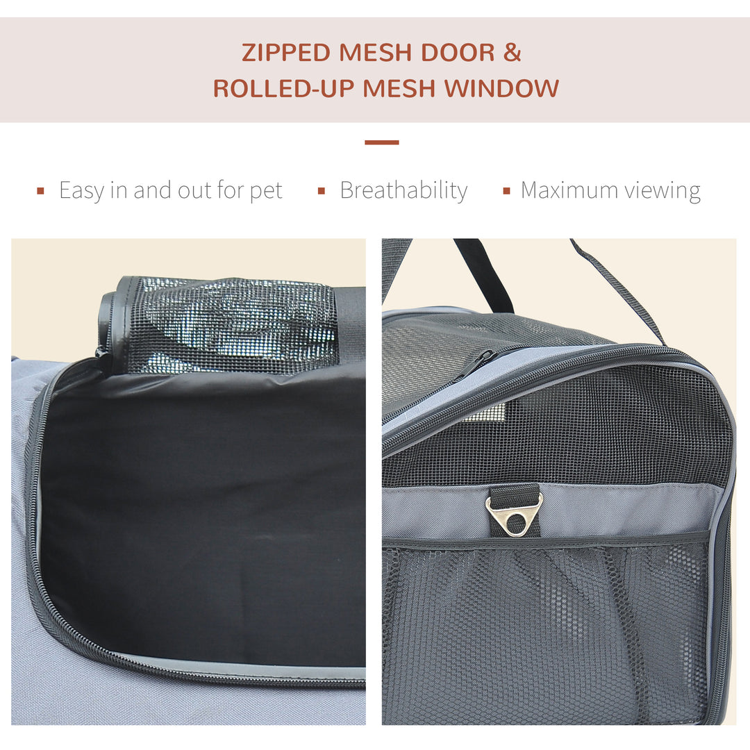 MCL Pet Carrier Folding Bag Car Seat Cat Dog Puppy Kennel Portable Travel Cage Tote Case Mesh Holder House Grey